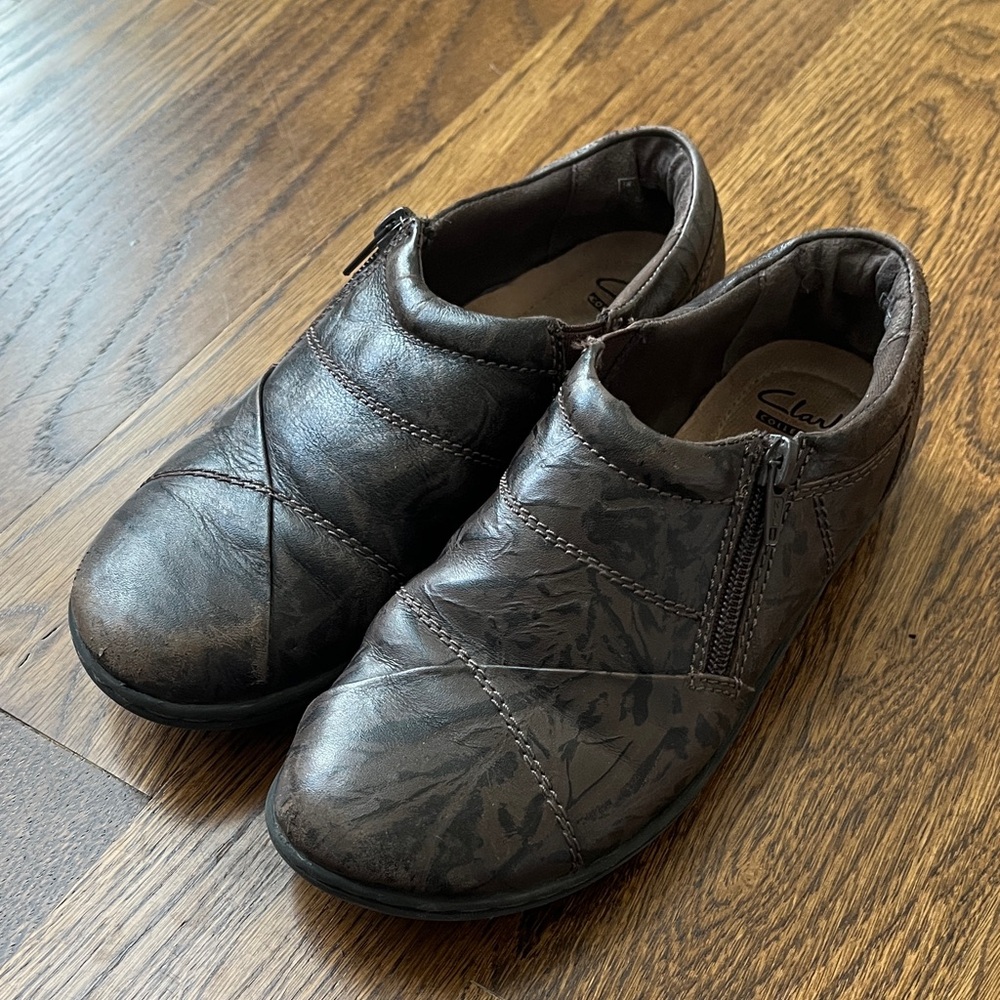 Clarks Dark Brown Leather Casual Shoes
